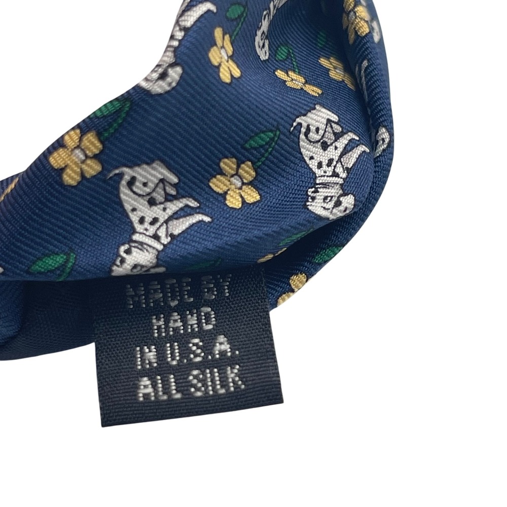 Burberrys Tie Silk Dalmatian Dog Print Navy Blue Necktie Made‎ in USA London - Picture 4 of 5